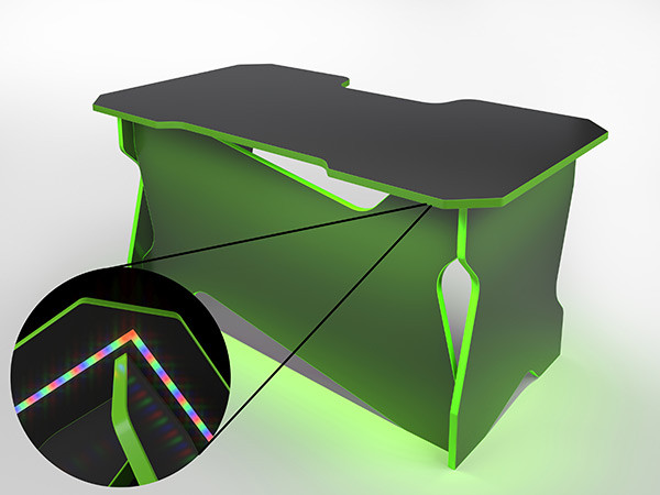 Игровой компьютерный стол RVG с подсветкой Черный/Салатовый 100