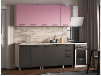Кухонный гарнитур Осло 2,0м Сакура/Карбон вулкан