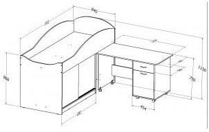 Детская кровать-чердак Дюймовочка-3 без лестницы, Дуб молочный / Голубой