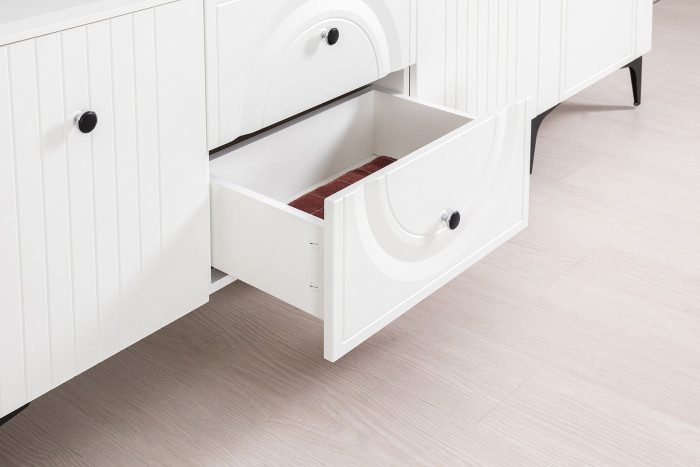 Валенсия Гостиная № 061, ЛДСП белый шагрень/МДФ белый шагрень