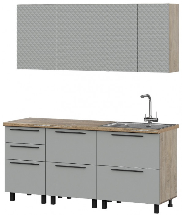 Кухня Этна 1.8 м. Комплект 3, софт грей гиза