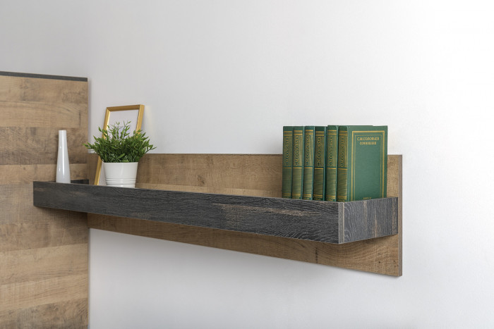 Трувор 15.60 Полка, цвет дуб гранж песочный/интра, ШхГхВ 150х27,2х24,2 см.