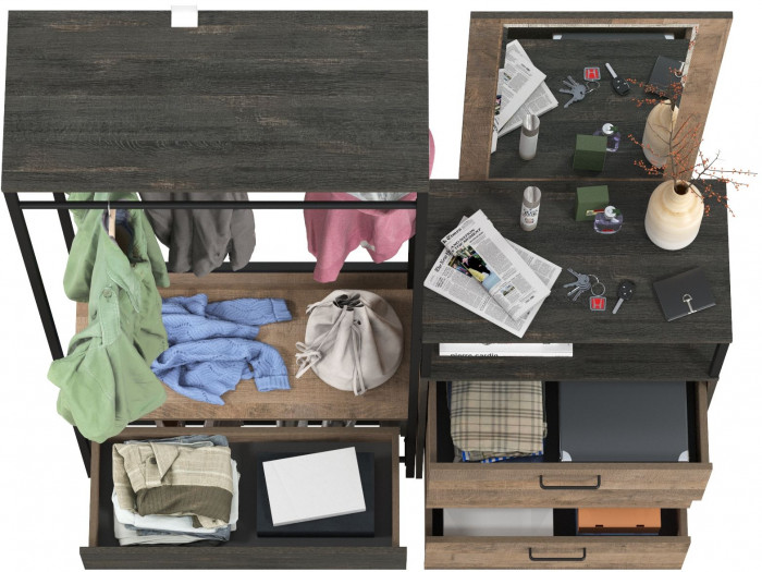 Трувор Прихожая 220, цвет дуб гранж песочный/интра, ШхГхВ 146х37х194,2 см., универсальная сборка