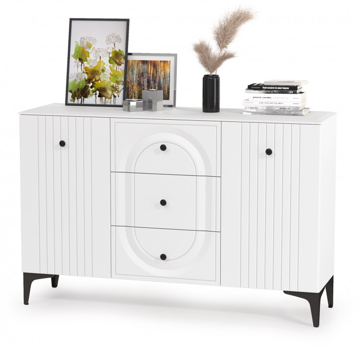 Валенсия Гостиная № 088, цвет ЛДСП белый шагрень/МДФ белый шагрень, ШхГхВ 133,2х38,4х205 см.