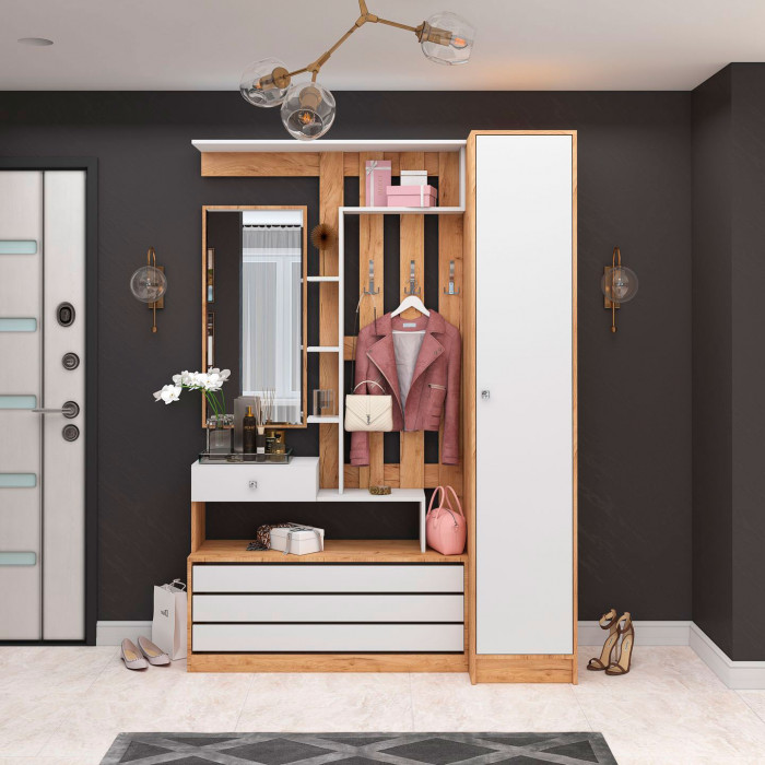 Ямайка Центральная секция ЯПЦС-1 (1100*2100*350) дуб крафт золотой/белый