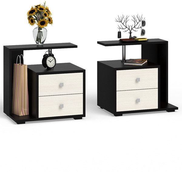 Камелия Тумба прикроватная - комплект из 2 шт.(левая + правая), венге/дуб лоредо