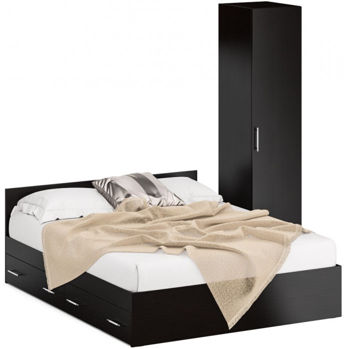 Кровать с ящиками 1600 + Пенал Стандарт, венге