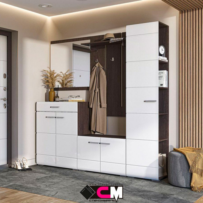 Прихожая Вегас Пенал 457х2002х350 венге/белый глянец