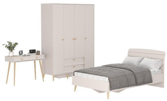 Афина Спальня 14-1200, цвет кашемир серый, сп.м. 1200х2000 мм., б/м, основание есть - фанера