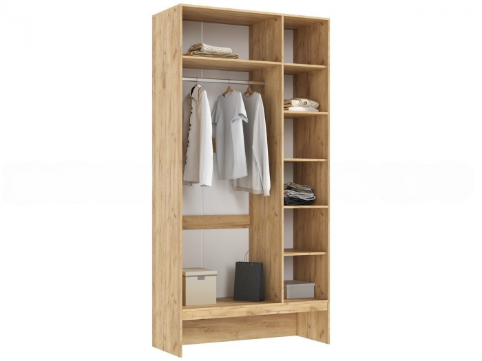 Луна Шкаф 3-х ств. браш вайт/дуб крафт