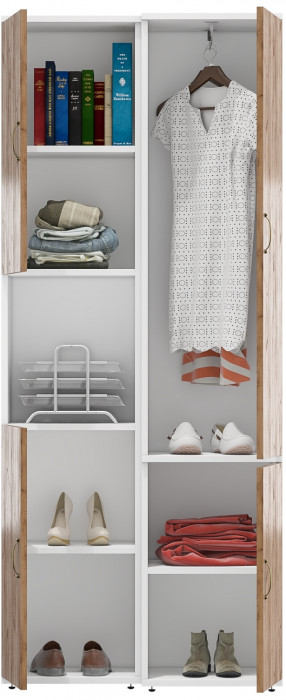 Лидер-8 Модуль Пенал + Пенал МД 21Б, белый шагрень/крафт золото