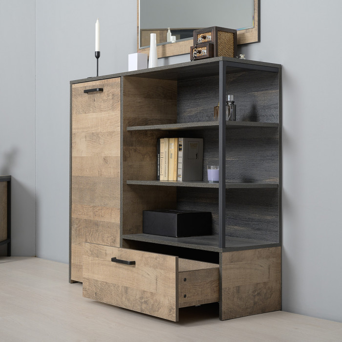 Трувор Гостиная 001, цвет дуб гранж песочный/интра, ШхГхВ 218х36,9х195 см., универсальная сборка