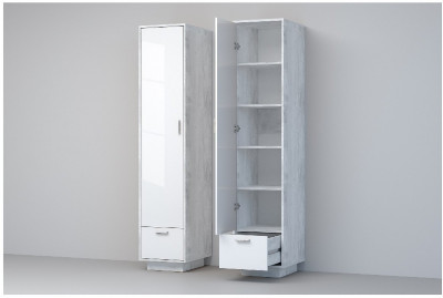 Эго Пенал П-1 ПД (Глянец Белый/Бетон Светлый)