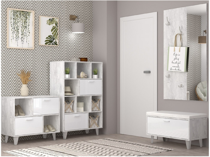 Модульная прихожая ЭГО 2 (Крафт золотой / Белый глянец)