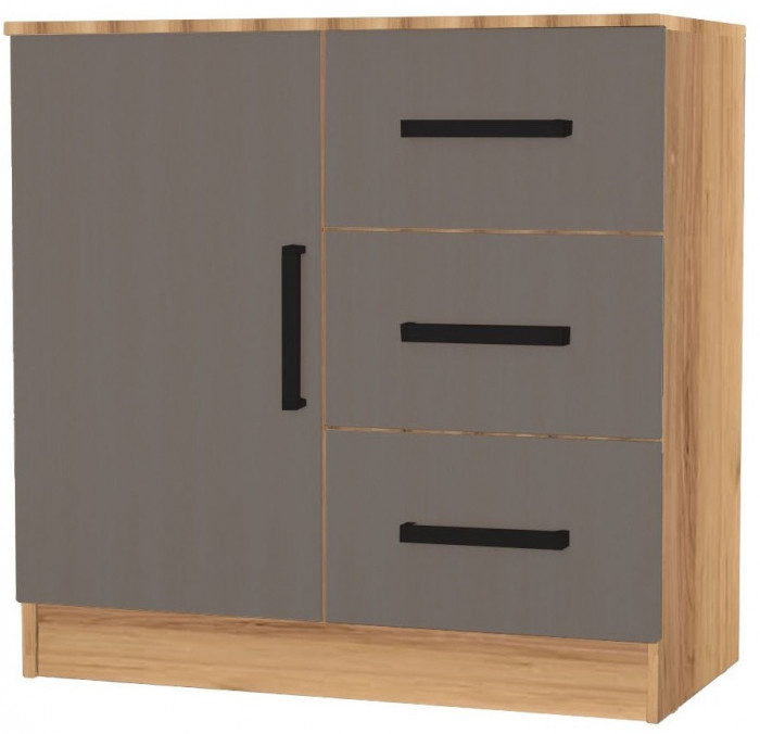 Бася Комод 3 ящика 1 дверь (Венге / дуб беленый)