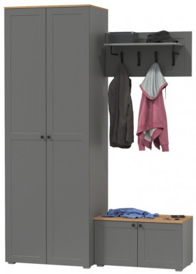 Остин Прихожая 19, цвет серый графит/дуб крафт золотой, ШхГхВ 160х54,3х229,6 см., универсальная сборка