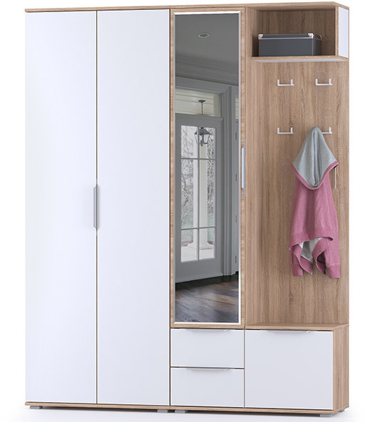 Куба Прихожая 13, дуб сонома/белый премиум