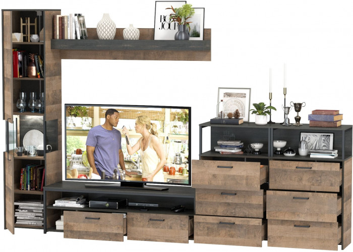 Трувор Гостиная 101, дуб гранж песочный/интра