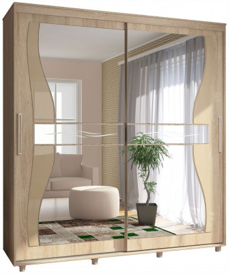 Шкаф-купе Комфорт 12 Прайм с фигурными зеркалами 2000 (2000 мм, Дуб Сонома)