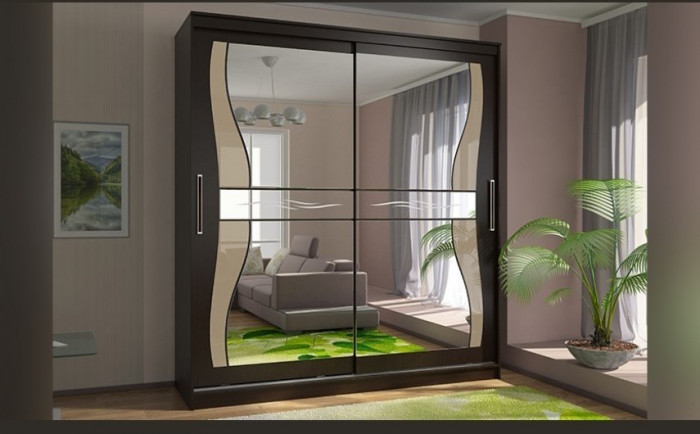 Шкаф-купе Комфорт 12 Прайм с фигурными зеркалами 2000 (2000 мм, Дуб Сонома)