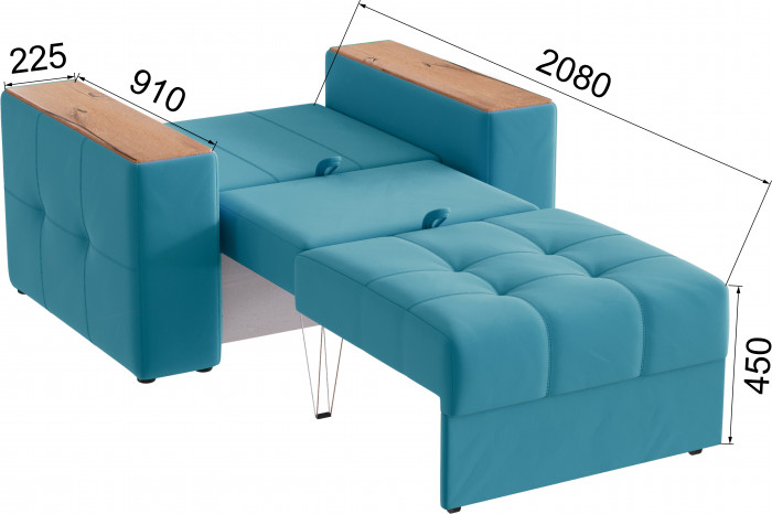 Кресло-кровать Виконт, Светло-голубой/Дуб канадский