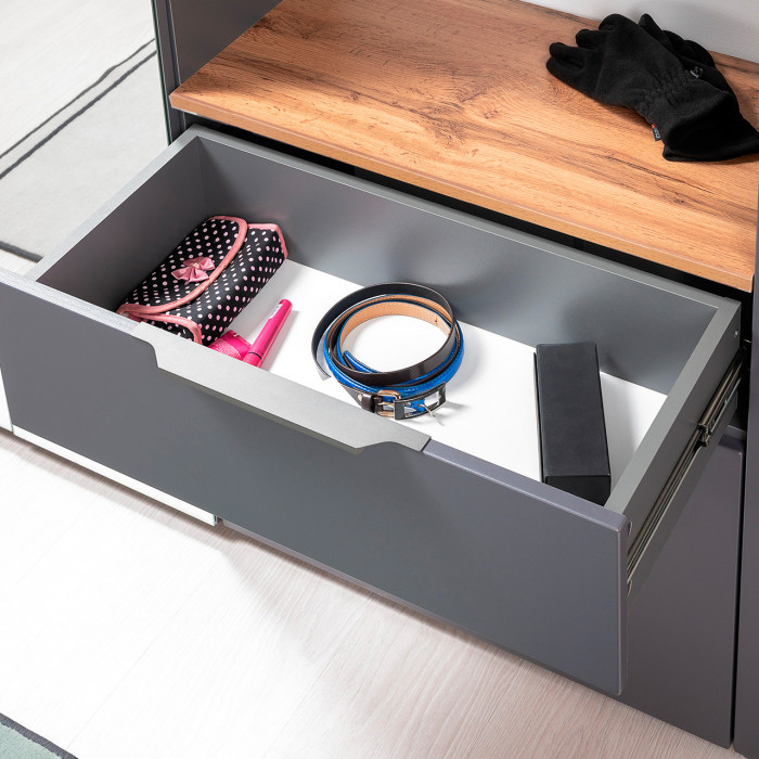 Октава Прихожая 35, серый графит/дуб крафт золотой/фасады МДФ серый графит