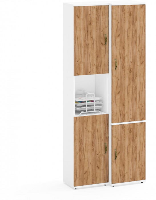 Лидер-8 Модуль Пенал + Пенал МД 22Б, белый шагрень/крафт золото