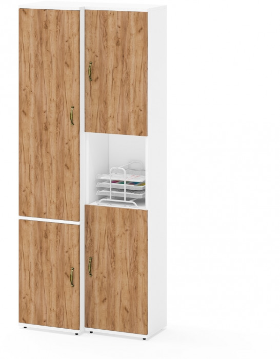 Лидер-8 Модуль Пенал + Пенал МД 22Б, белый шагрень/крафт золото