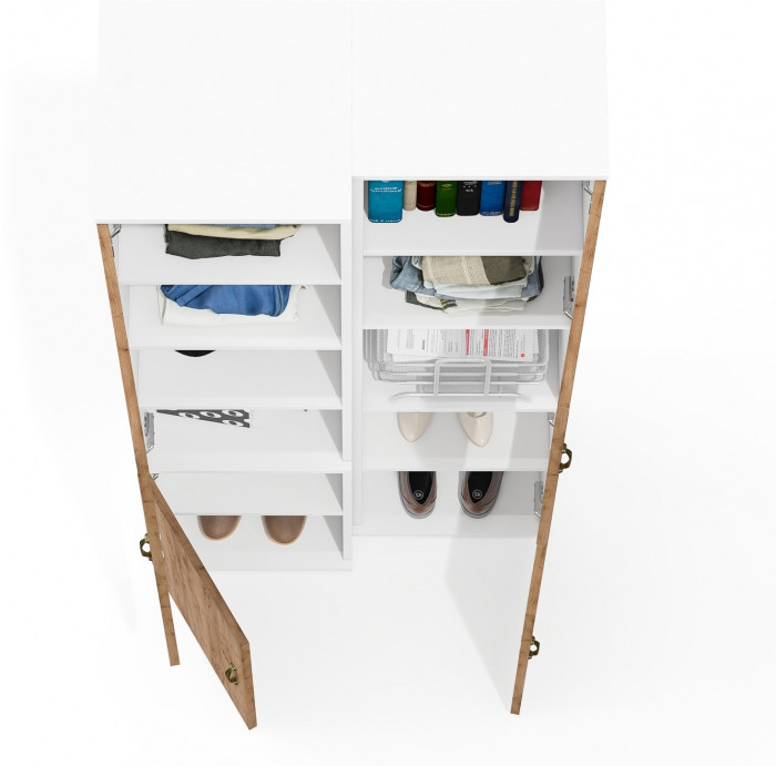 Лидер-8 Модуль Пенал + Пенал МД 22Б, белый шагрень/крафт золото