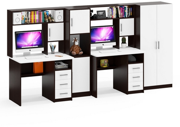 С-МД-СК9 Компоновка № 07, цвет венге/белый шагрень, ШхГхВ 317х70х160 см., НЕ универсальная сборка