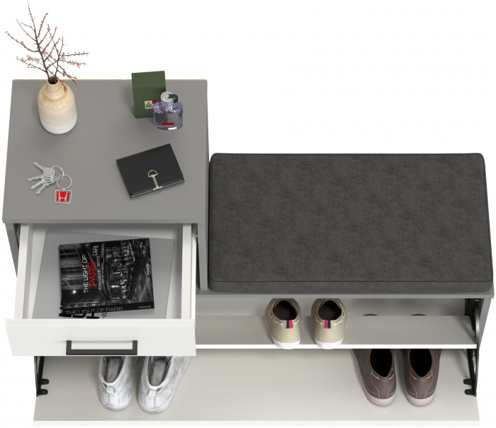 Лира ГК 2-0714граф/бел Тумба под обувь, графит/белый