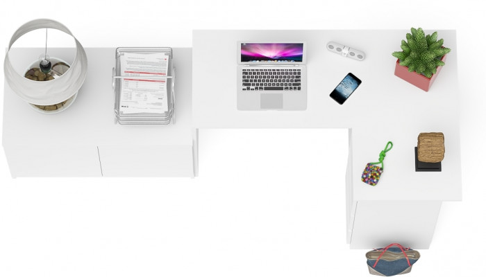 Мори Стол компьютерный МС-16 правый + Тумба МА900.1, цвет белый, ШхГхВ 214,8х84,9х76,6 см., выдвижные ящики справа, НЕ универсальная сборка