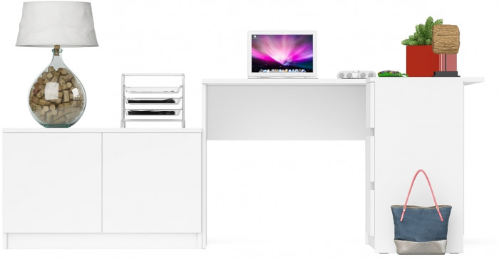 Мори Стол компьютерный МС-16 правый + Тумба МА900.1, цвет белый, ШхГхВ 214,8х84,9х76,6 см., выдвижные ящики справа, НЕ универсальная сборка