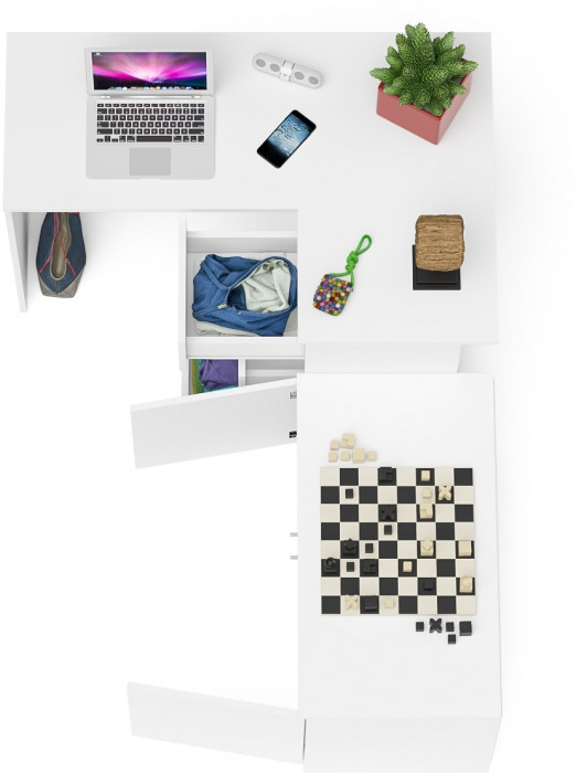 Мори Стол компьютерный МС-16 правый + Тумба МА900.1, цвет белый, ШхГхВ 214,8х84,9х76,6 см., выдвижные ящики справа, НЕ универсальная сборка