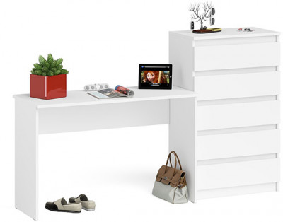 Мори Стол письменный МСП1200.1 + Комод МК700.5, цвет белый, ШхГхВ 190,8х50х114 см., универсальная сборка