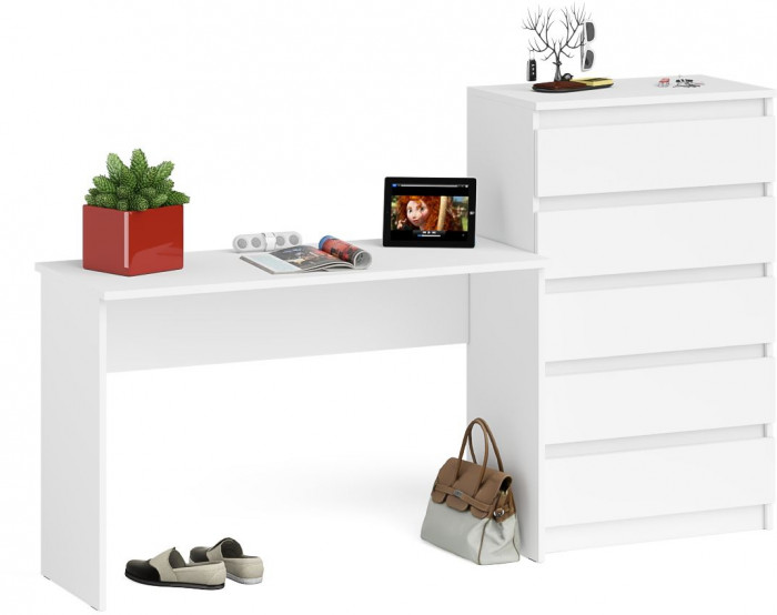 Мори Стол письменный МСП1200.1 + Комод МК700.5, цвет белый, ШхГхВ 190,8х50х114 см., универсальная сборка