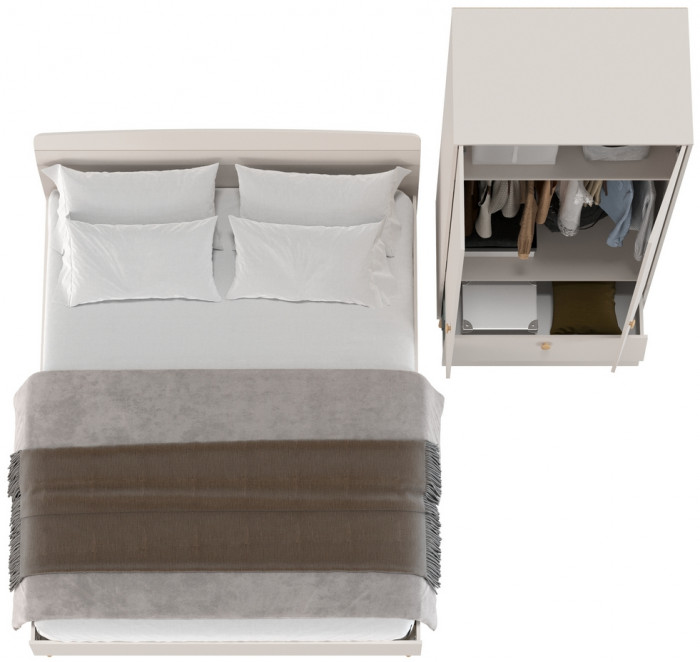 Афина Спальня Кровать 1600 + Шкаф 2-х дверный, кашемир серый