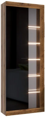 Прага Шкаф-Витрина ЛДСП Дуб Делано/Черный глянец
