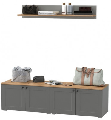 Остин Прихожая 64, цвет серый графит/дуб крафт золотой, ШхГхВ 160х41,9х160 см.