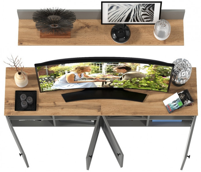 Остин Прихожая 64, цвет серый графит/дуб крафт золотой, ШхГхВ 160х41,9х160 см.