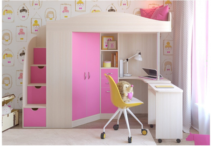 Кровать-чердак Юниор 4 (Ясень Анкор Темный/Венге)