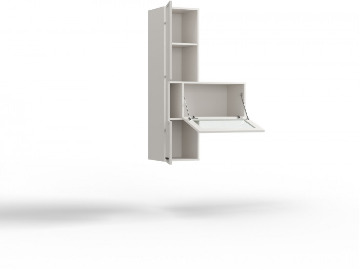 Шкаф навесной двухдверный (левое исп.) "Берг" - Белый текстурный/Ясень белый