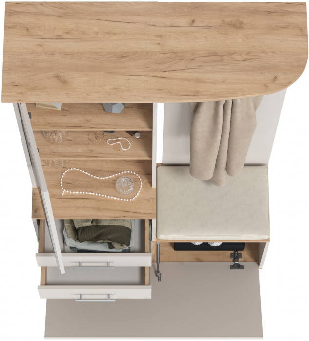 Прихожая 2-3431дкз/к.с Домино - Шкаф с вешалкой, цвет дуб крафт золотой/кашемир серый, ШхГхВ 100х36х202 см., универсальная сборка