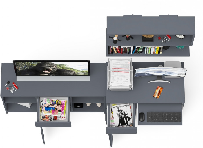 Мори компьютерный стол МС-1 левый + Тумба МТВ1204.1 + Полка 900, графит