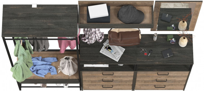 Трувор Прихожая 226, цвет дуб гранж песочный/интра, ШхГхВ 212х37х194,2 см., универсальная сборка