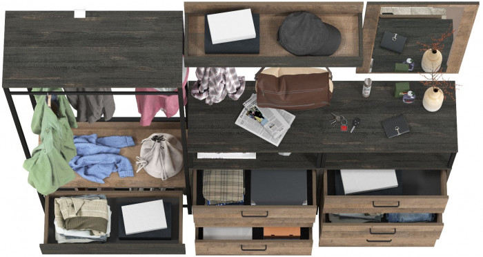 Трувор Прихожая 226, цвет дуб гранж песочный/интра, ШхГхВ 212х37х194,2 см., универсальная сборка