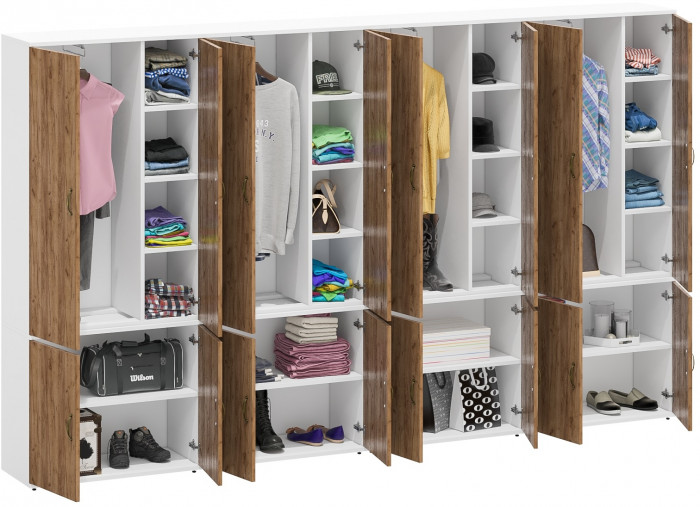 Лидер-8 Шкаф МД 20Б 4 шт., цвет белый шагрень/крафт золото, ШхГхВ 320х37,5х190 см., НЕ универсальная сборка