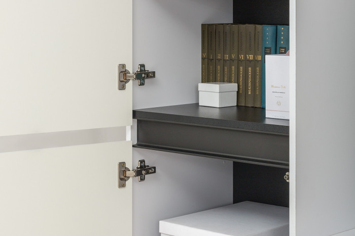 Сидней Комплектация № 035, корпус белый/чёрный/фасады МДФ белый глянец