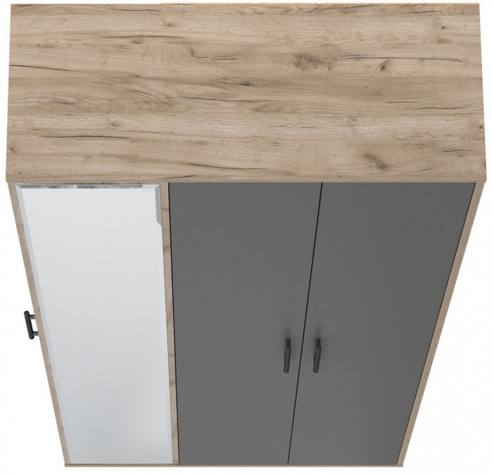 Прихожая 2-3421дкт/граф Домино-мини, цвет дуб крафт табачный/графит, ШхГхВ 88х36х202 см., универсальная сборка