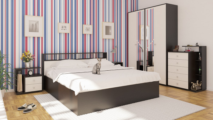 Камелия Шкаф 4-х створчатый, венге/дуб лоредо